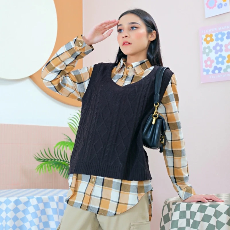 RILLEY - Vest Nova Kardigan Outer Setelan Rompi Vest Wanita
