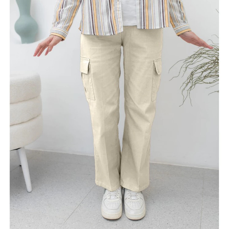RILLEY - CELANA CARGO PANJANG WANITA | CELANA CARGO BAHAN KATUN NON STRETCH