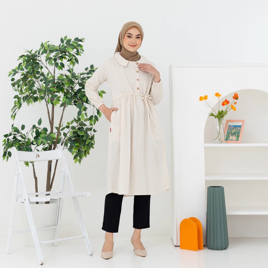 RILLEY - Tunik Naura | Pakaian Wanita Muslim Atasan Tunik Midi Dress