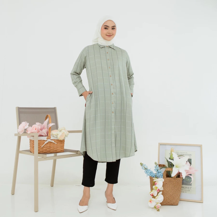 RILLEY - Tunik Hazel | Pakaian Wanita Muslim Atasan Tunik Midi Dress